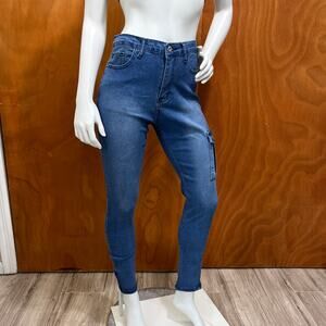 Women's Skinny Cargo Side Leg with zipper High Waist Jeans Size S